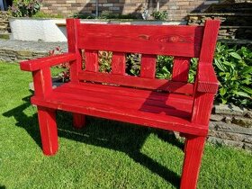 záhradná lavica - I -  2 miestna - vintage červená