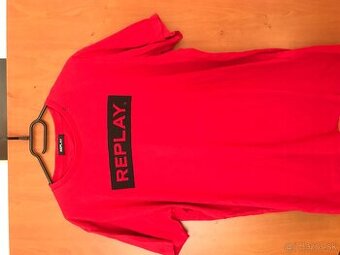 REPLAY originál Red pánske tricko L/XL