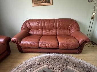 Sedacia súprava v hnedej koži