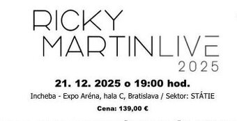 4ks lístky RICKY MARTIN STANIE