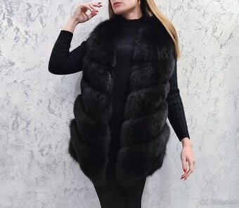 TOP KVALITA LUXUSNÁ KOŽUŠINOVÁ VESTA Z LÍŠKY