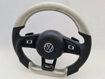 VOLANT VOLKSWAGEN R LINE GTI - KOZA / BIELY KARBON - 1