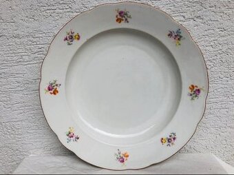 Starozitna porcelanova misa kvety hazenky a farebna linka