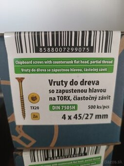Vruty do dreva torx so zapustenou hlavou 500ks/bal