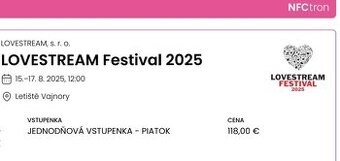 Lovestream 2025 - 1 lístok  na piatok