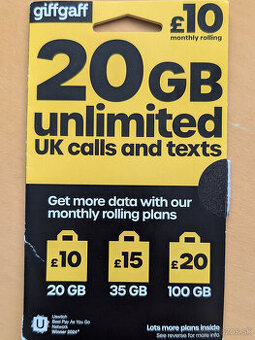 ✅ SIM karta Anglicko / UK neobmedzené min/sms + 15 GB dát ✅