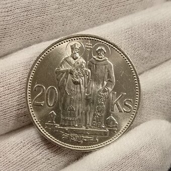 aUNC - DVOJKRÍŽ - 20 Koruna Cyril a Metod - 1941