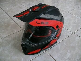 Prilba LS2 MX436 Pioneer EVO ADVENTURER Matt Black Red