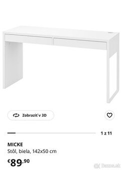 Stol Micke 142x50cm, 2ks