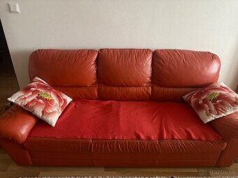 Terakotová kožená sedačka