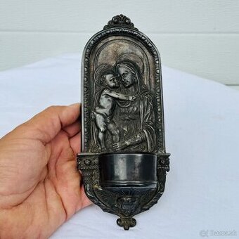 Nádherná starožitná kropenka s Pannou Marii - 1