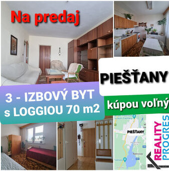NA PREDAJ 3 IZBOVÝ BYT s LOGGIOU 70 m2 PIEŠŤANY - VOĽNÝ