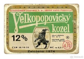 plechová cedule - Velkopopovický kozel 12° (dobová etiketa)
