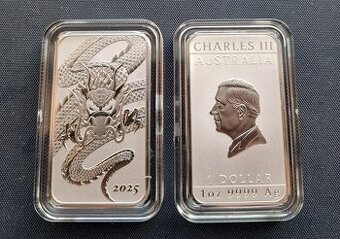 Australia 1oz Dragon 2025 tehlicka investicne striebro