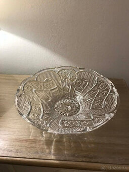 Krasna sklenená oválna  misa krystalova -31,5cm