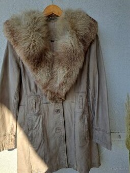 Kožený kabátik s kožušinou pravou