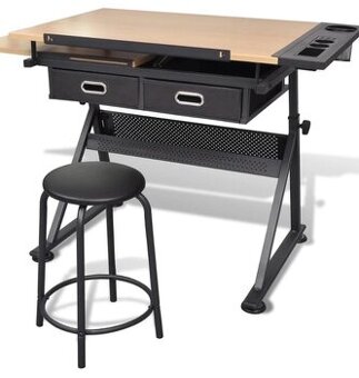 Stôl na kreslenie so sklopnou doskou a stoličkou