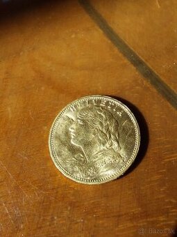 Zlatá minca 20 Frank Helvetia - Vreneli 1916