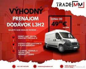 Prenájom dodávok PEUGEOT BOXER L3H2