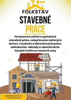 Ponúkame stavebné práce, zatepľovanie, rekonštrukcie domov