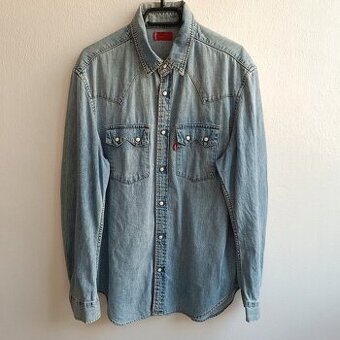 Vintage Levis modrá džínsová košeľa riflová košeľa L