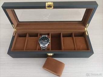 Krabička na hodinky [čierno–hnedá]