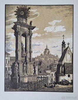 Karel Vik-Pohľad z námestia v Banskej Štiavnici.