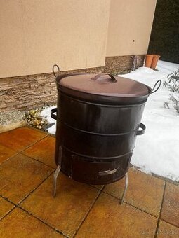 Smaltovaný kotlík 50L + kotlina + dymovod