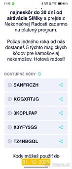 Kódy Radosť