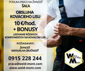 HĽADÁME - Obsluha kovacieho lisu