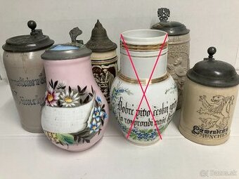 Staré pivové krígle slovenské české nemecké pivní korbel