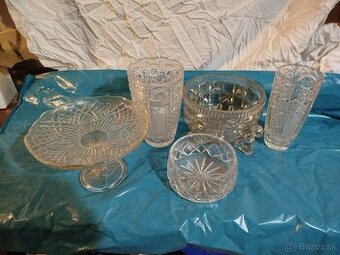 Brúsené vázy, misa.