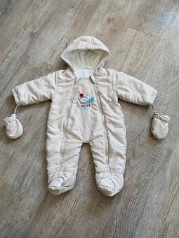 Béžový prechodný overal s medvedíkom veľ. 74