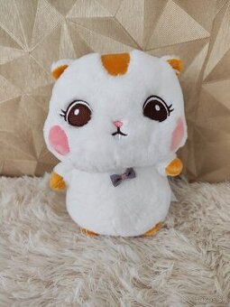 Plyšová hračka, veverička s ružovými líčkami, bielo-krémová