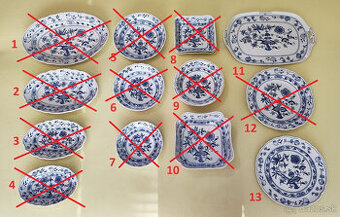 Originál cibuľový porcelán - Misy, podnos a tortový tanier