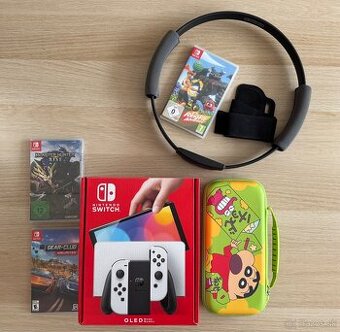 Nintendo Switch OLED + 400 GB SD + puzdro a hry