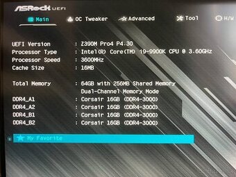 Počítač s Intel I-9900k a 64GB RAM