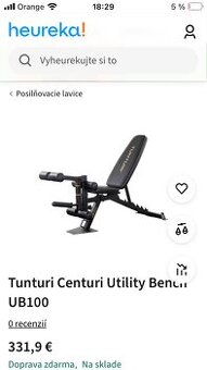 Lavička na cvičenie Tunturi polohovacia