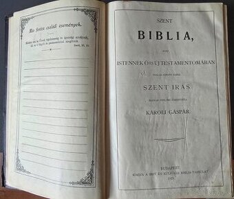 Stará Biblia – Károli Gáspár, Budapešť 1921
