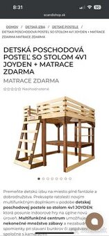 Detská vysoká posteľ