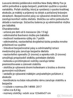 Detská jedálenská stolička