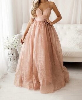 Marhuľovozlaté spoločenské šaty 40/L