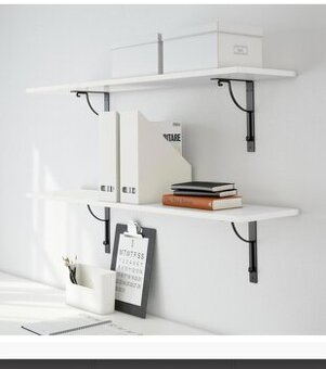 Drevena polica HEMNES+ 2ks kovová konzola IKEA TOP STAV
