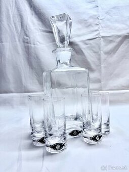Karafa + 6 štamperlíkov značka Clover Leaf Glass Slovakia