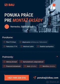 Ponuka práce Nemecko-montaž odvetravanej fasady