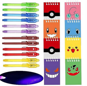 Špionážne UV perá s poznámkovým blokom Pokemon