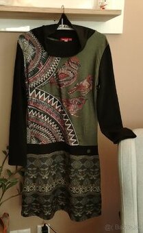 Pletené elastické šaty s dlhým rukávom, vel. L - 1