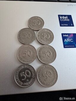 Nemecko - 50 Pfennig 7 ks : 1950, 1966, 1979, 1990, 1992