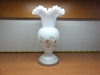 Krásná retro opálová váza s dekorem kytky. - 1