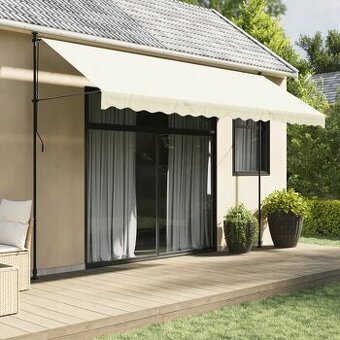 Zaťahovacia markíza 400 × 150 cm – krémová, s kľukou, nová